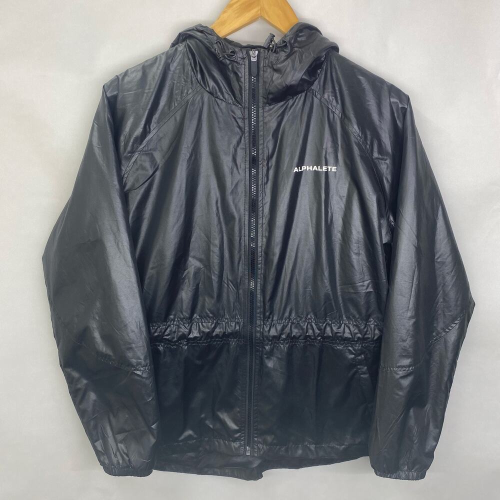 ALPHALETE Men’s Infinity Explorer Jacket Black Rain Windbreaker Hooded Sz Medium
